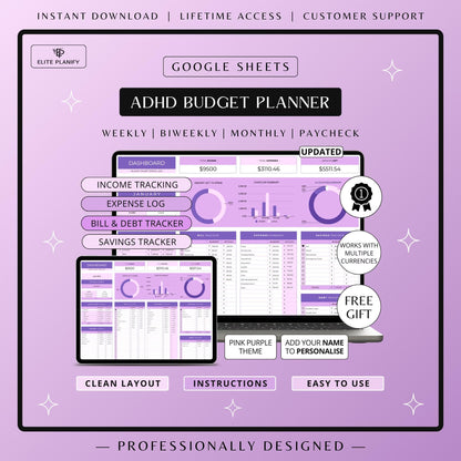 ADHD Budget Planner Google Sheets