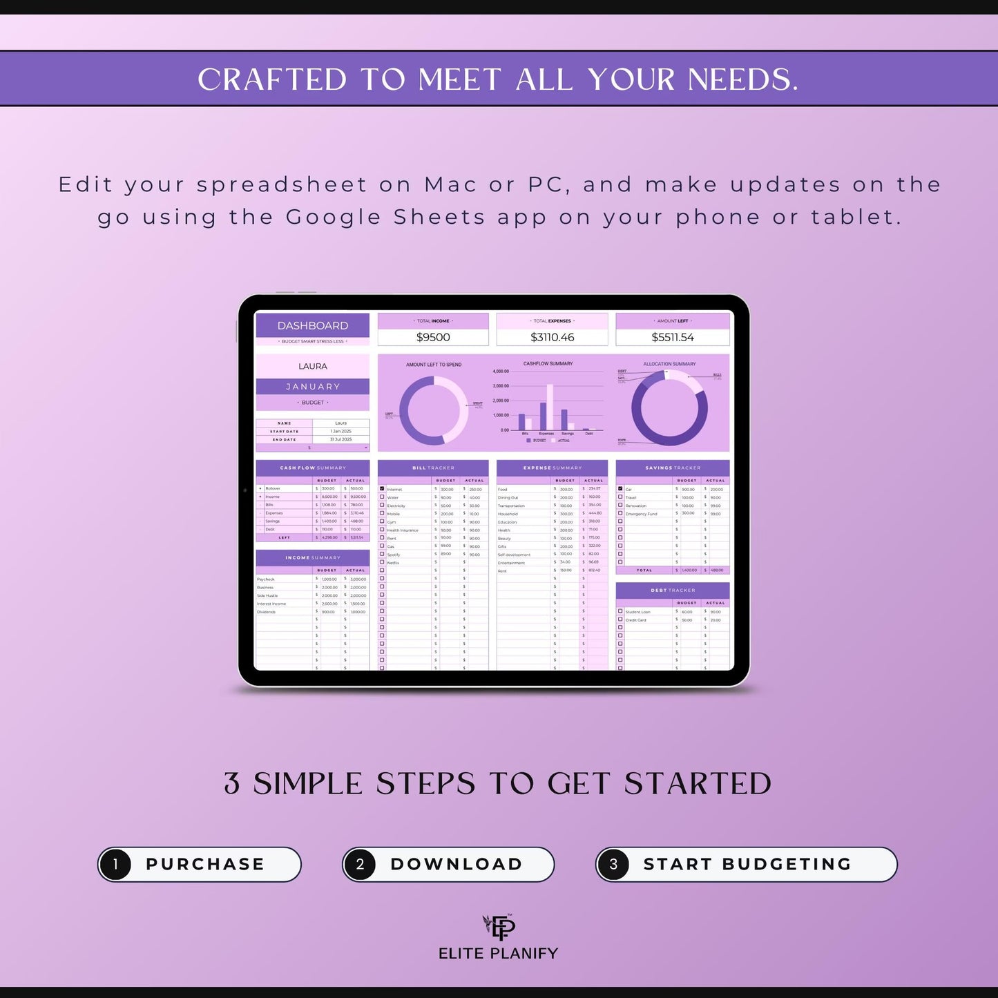 ADHD Budget Planner Google Sheets